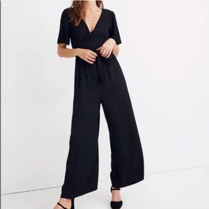 Madewell Wide-Leg Wrap-Waist Jumpsuit in Dot Jacquard